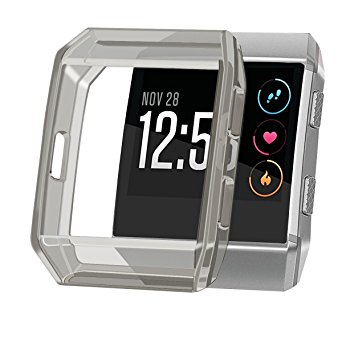 For Fitbit Ionic Cover Case, OenFoto TPU Soft Accessory Protective Case Frame Cover Shell for Fitbit Ionic Smart Fitness Watch (Crystal Smoke Gray)