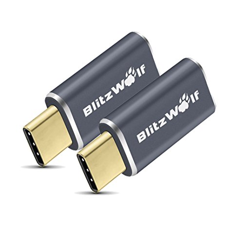 BlitzWolf Micro Female to USB Type C Male Convert Adapter Aluminum Alloy Connector for Nokia N1 Xiaomi 4C, Google Nexus 6P 5X, Lumia 950 950XL, Oneplus 2, ZUK Z1, Apple Macbook (2-Pack Grey)