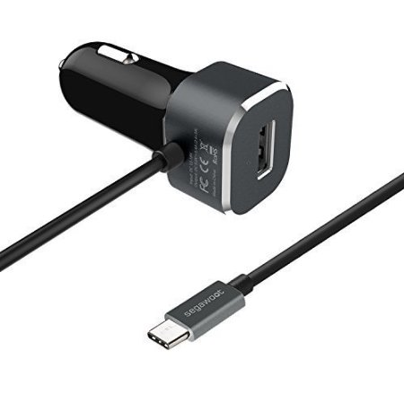 Type C Car Charger Segawoot 54A 27W USB-C Cigarette Charger Adapter with Rapid Charging tech Built-in Type-C 31 Cord 3FT for Nexus 6P 5X Lumia 950 950XL OnePlus 2 Black