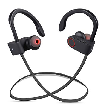 Redlink Wireless Bluetooth V4.1 Headphones Waterproof Noise Isolating In-Ear Earbuds with Microphone and Secure Ear Hooks