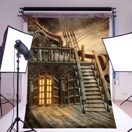 Mohoo 1.5×2.1m Pirate Ship Silk Photography Backdrop Studio Prop Background (Updated material)