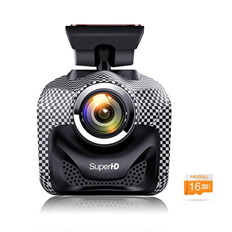 MERRiLL 1296P Dash Cam with WIFI night vision 170° Wide Angle and 16G TF card CR5000S
