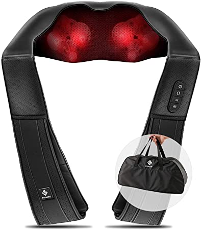 Etekcity Neck Back Massager, Shoulder Shiatsu Massage with Super Long & Adjustable Straps, 3D Heat Deep Kneading Tissue Massage Pillow, Relief Muscles Pain, Relax in Car Office Home, Overheating Prote