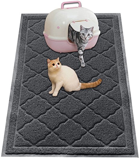 Cat Litter Mat Large Size Rectangular 36" x 25" Made by Waterproof Non-Toxic PVC, Black (36x25inch)