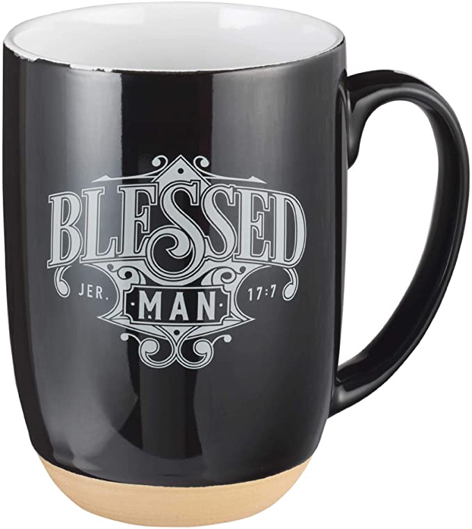 Christian Art Gifts Coffee Mug A Blessed Man Jeremiah 17:7 Scripture, 15oz, Black