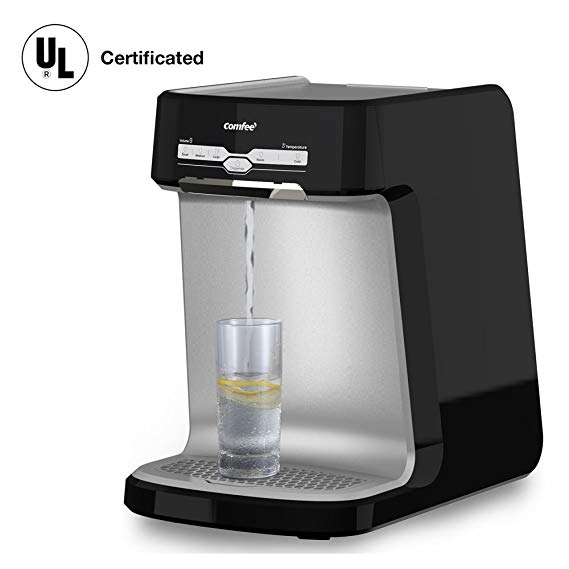 Comfee Electric Countertop Bottleless Water Cooler Purifier, with 2-Temperature Selections, 3- dispensing Volumes, and Refining Coconut Carbon Filter, UL/NSF Certified