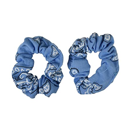 Light Blue Bandana Scrunchies Cotton Hair Bobble - Set of 2