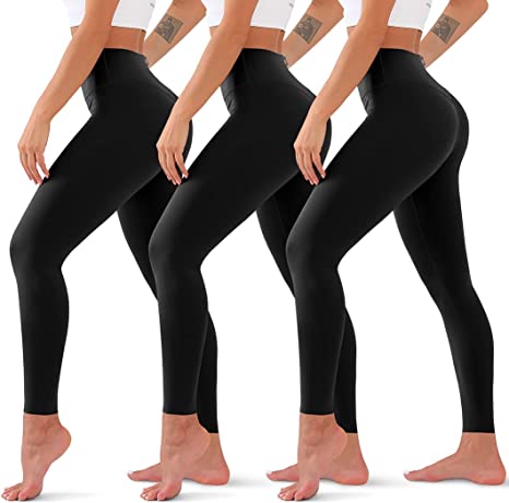 3 Pack Leggings for Women Tummy Control High Waisted No See Through Workout Sports Yoga Pants Best for Athletic Running