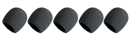 5 Pack - Black Foam Microphone Windscreens (Lifetime Warranty, Bulk Packaging)