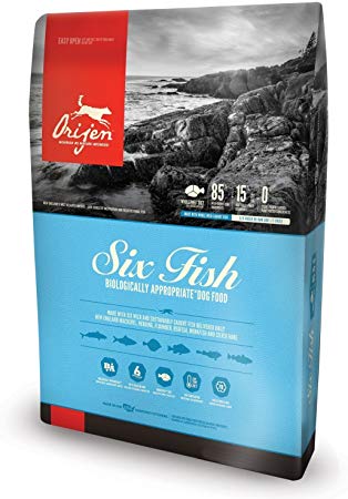 Orijen 25 LB Six Fish Dry Dog Food 25 lb. (1 Pack) Fresh Pacific Pilchard, Mackerel, Hake, FLOUNDER, Rockfish and Sole