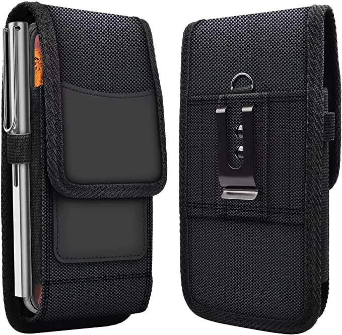 CBUS Nylon Phone Pouch Holster Case with Belt Clip for Motorola One 5G, One 5G Ace, Moto G Pure, Moto G Play, Moto G Power (Vertical)