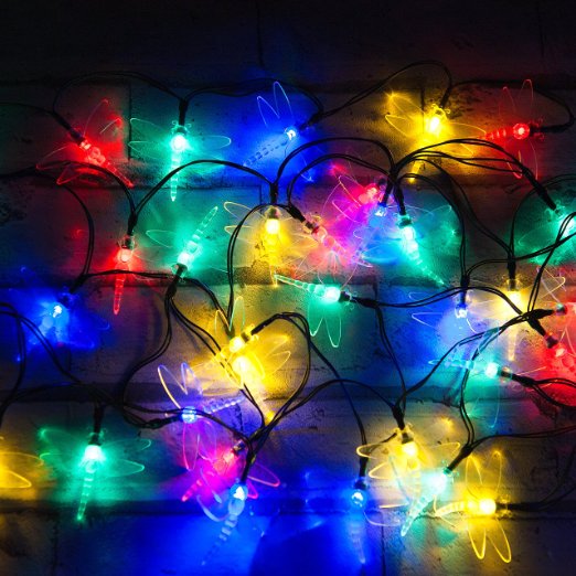 50 Multi-Colour LED Dragonfly Solar Powered Fairy Light / String Light by SPV Light: The Solar Lights & Lighting Specialists