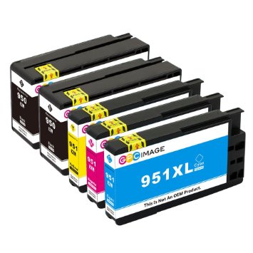 GPC Image 5 Pack Compatible Replacement for HP 950XL HP 951XL (2 Black, 1Cyan, 1 Magenta, 1 Yellow) Bulk Set For HP OfficeJet Pro 8100 8600 8610 8620 8630 276dw Printers