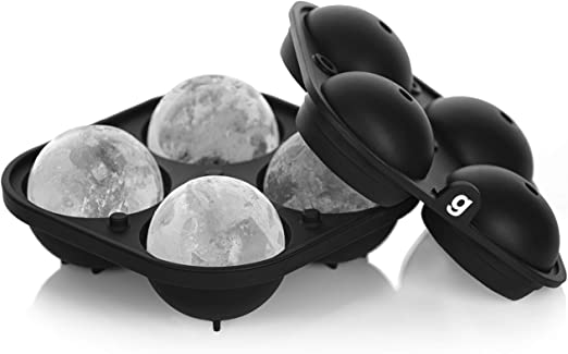 glacio Large Sphere Ice Mould Tray - Whiskey Ice Sphere Maker - Makes 2.5 Inch Ice Balls (Black)