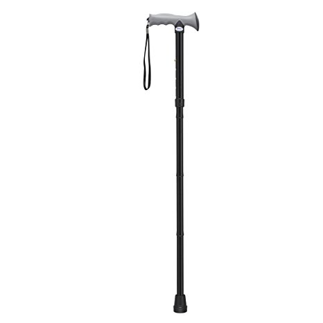 Drive Medical Adjustable Lightweight Folding Cane with Gel Hand Grip, Black