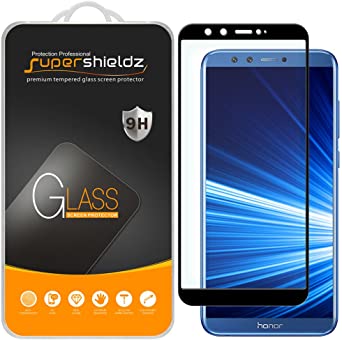 (2 Pack) Supershieldz for Huawei (Honor 9 Lite) Tempered Glass Screen Protector, (Full Screen Coverage) Anti Scratch, Bubble Free (Black)