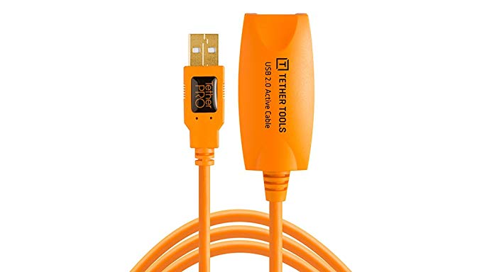 Tether Tools TetherPro USB 2.0 to USB Female Active Extension Cable, 16' (5m), High-Visibility Orange