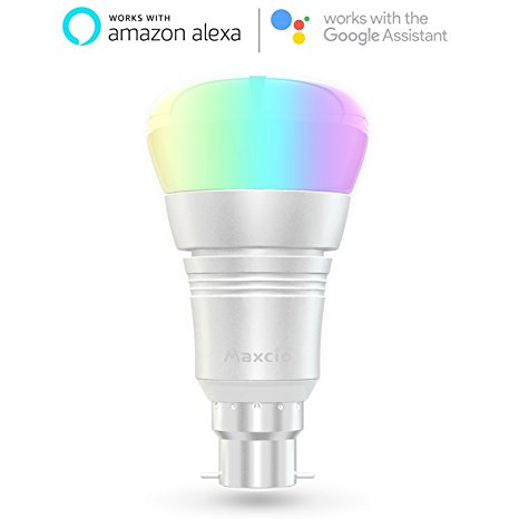 Alexa Light Bulb, Maxcio WiFi Smart Bulb【B22-7W】 Compatible with Alexa/Google Home/IFTTT, Remote Control, Voice Control, Timing Function, 8 Scene Modes, Dimmable LED Bulb, No Hub Required