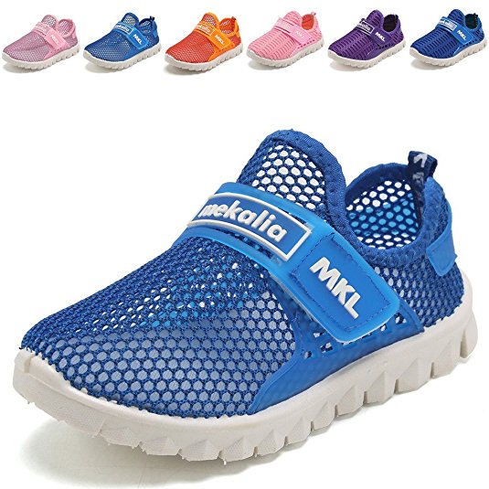 WALUCAN Boys and Girls Water Shoes Breathable Mesh Running Shoes Anti-Slip Sneakers (Little/Big Kids)