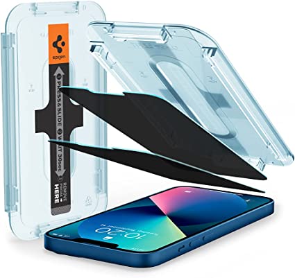 Spigen Tempered Glass Screen Protector [GlasTR EZ FIT - Privacy] Designed for iPhone 13 Mini - 2 Pack