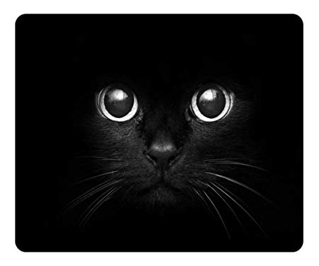 Personalized Unique Design Oblong Shaped Mouse Pad Black Cat