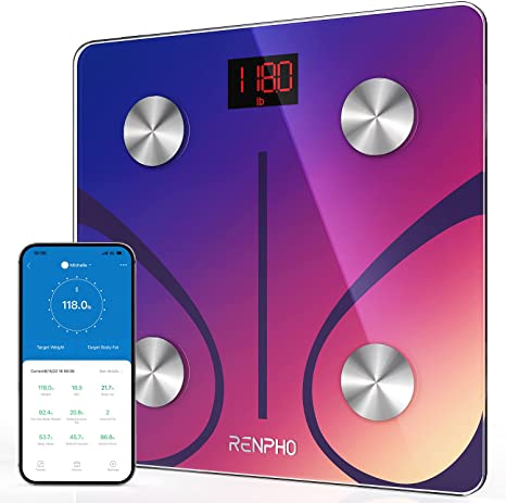 RENPHO Scale for Body Weight, Smart Body Fat Scale Digital Bathroom Wireless Weight Scale, Body Composition Analyzer with Smartphone App sync with Bluetooth, 400 lbs - Elis 1