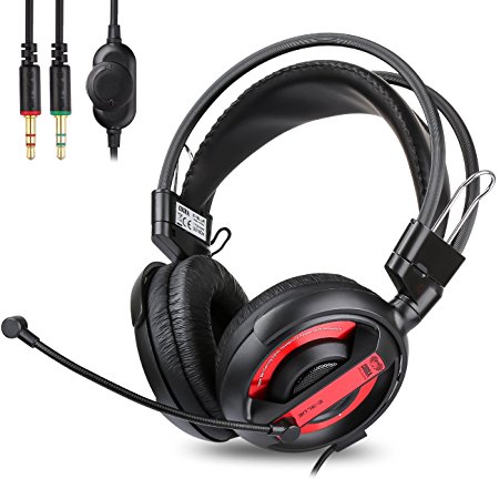 Headphone,E-BLUE EH5956 Bass Gaming Headset with Microphone Surround Stereo Sound Noise Canceling for X-Box/PC/Mac/Laptop/Ipod/PS4(Black/Red)