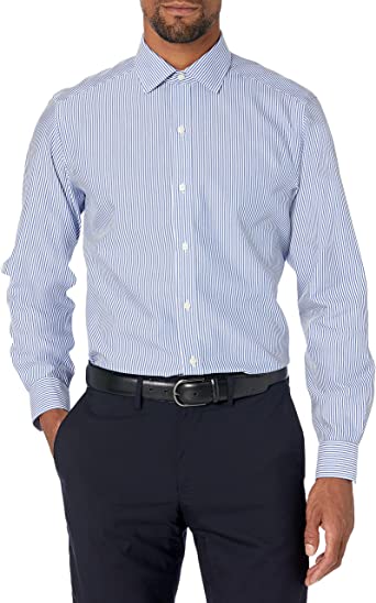 Amazon Brand - Buttoned Down Men's Tailored-Fit Stripe Dress Shirt, Supima Cotton Non-Iron