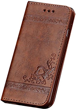 Fulok For iPhone 7[4.7 inch],faux Leather Stand Design Wallet Case with Card Slot,Flip Cover for iPhone 7[4.7 inch] coffee