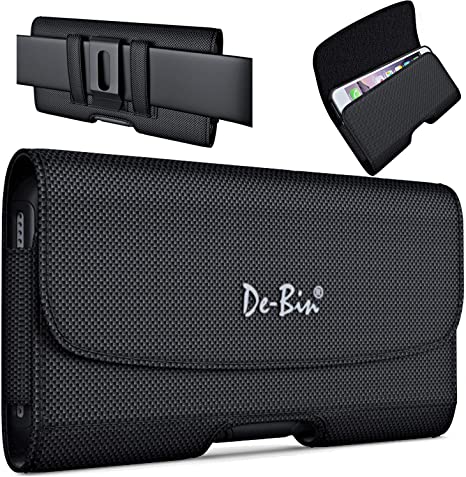 De-Bin iPhone 12 Pro Max Holster iPhone 11 Pro Max Holster, iPhone Xs Max/7 Plus/8 Plus Belt Holster Case with Clip Cell Phone Belt Holder Pouch (Fits Phone w/Otterbox Battery Case on) XL Size