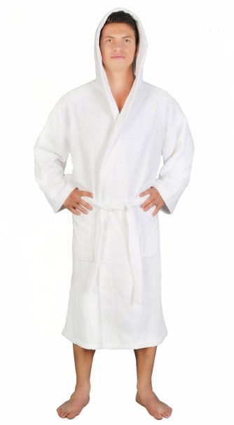 Arus Men's Classic Hooded Bathrobe Turkish Cotton Terry Cloth Robe