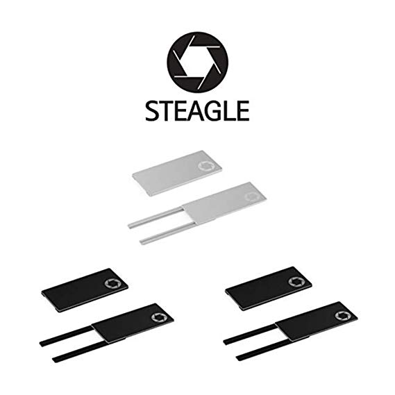 STEAGLE Three Pack (Black x 2, Silver x 1) Premium Webcam Cover [2nd Generation] for your privacy – compatible with Macbook Surface Laptop PC
