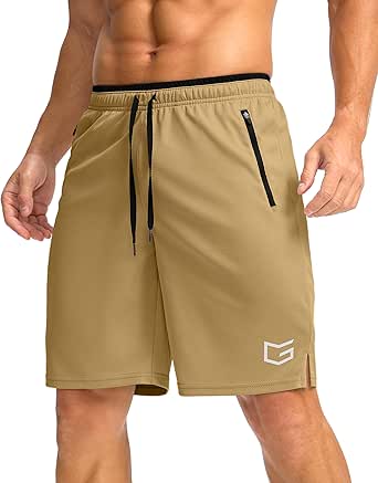 G Gradual Men's Gym Shorts wtih Zipper Pocket 9" Athletic Basketball Mesh Shorts for Men Workout Quick Dry Lightiweight