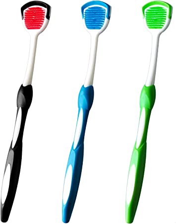 Tongue Brush, Tongue Scraper, Tongue Cleaner, Tongue Scraper Brush, Tongue Cleaner Brush, Tongue Brushes Helps Fight Bad Breath, 3 Tongue Scrapers, 3 Pack (Black&Blue&Green)