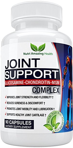 NEW Glucosamine, Chondroitin, MSM Complex - For Superior Joint Health, Knee Pain, Aches, Soreness, Arthritis & Inflammation - All Natural Capsules - High Strength Supplement