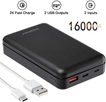 Power Bank SmilePowo Portable Charger 16000mAh PD Charger with USB Type-C Micro Port Fast Charge High-Speed External Battery for iPhone,iPad,Samsung Galaxy,LG Smart Phone,Tablets and Other Devices