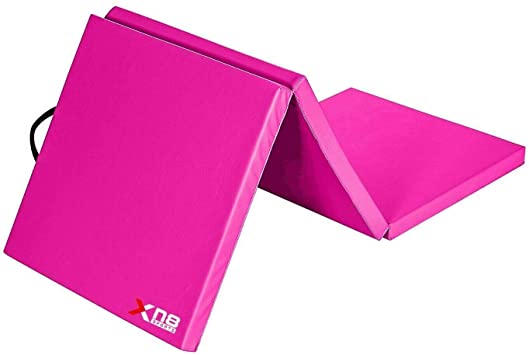 Xn8 Thick Tri Fold Folding Gymnastic Exercise Mat Tumbling Gym Yoga Mats with Carrying Handles Aerobic Stretching Workout