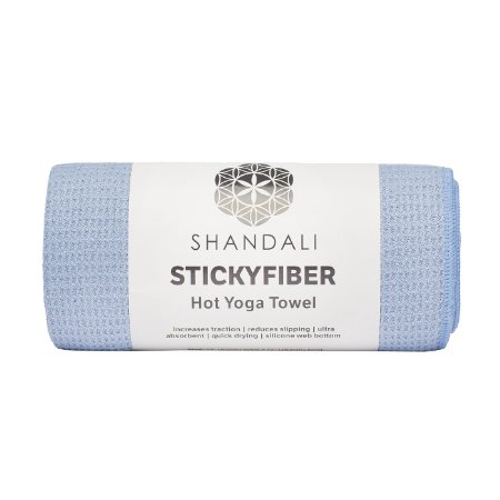 #1 Rated Hot Yoga Towel - Shandali Stickyfiber Yoga Towel - Mat-Sized, Microfiber, Super Absorbent, Anti-slip, Injury Free, 24" x 72" - Best Bikram Yoga Towel - Exercise, Fitness, Pilates, and Yoga Gear; Lifetime Guarantee