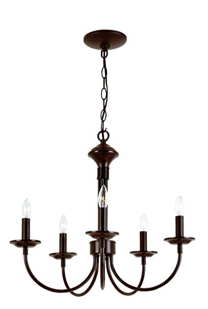 Bel Air Lighting Trans Globe Imports 9015 ROB Traditional Five Light Chandelier from Candle Collection Dark Finish, 19.00 inches, Rubbed Oil Bronze