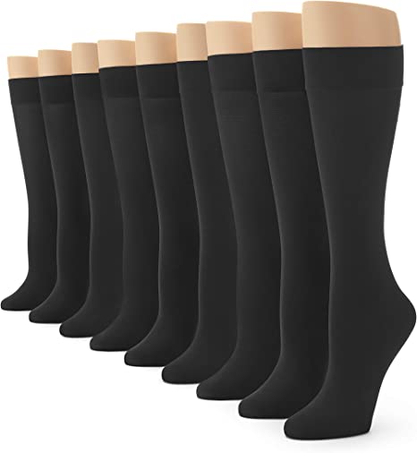 No Nonsense womens Silky Trouser Knee High Sock, 9 Pair Pack