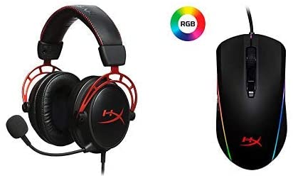 HyperX Cloud Alpha - Gaming Headset - Dual Chamber Drivers - Durable Aluminum Frame - Detachable Microphone and HyperX Pulsefire Surge - RGB Gaming Mouse, 360° RGB Light Effects & Macro Customization