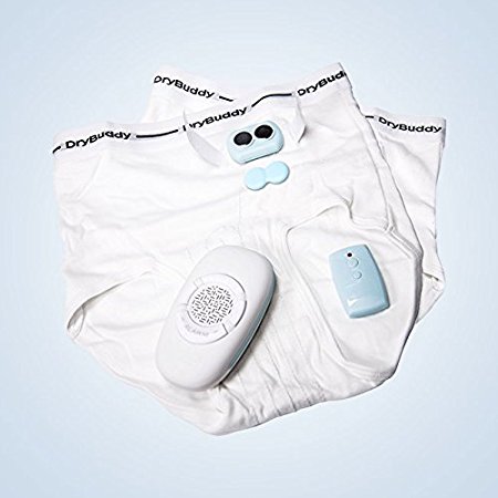 DryBuddyFLEX 2 Wireless Bedwetting & Enuresis Alarm System. Remote Control, 1 Transceiver, 2 Wetness-Sensing Briefs 28"-30"/71-76 cms., or use with Regular Cotton Briefs. For Children and Adults.