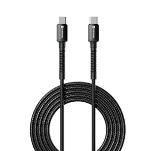 Portronics Konnect X 60W Type C to Type C Unbreakable Nylon Braided Cable, 1M Fast Charging Cable for iPhone 15 series, iPad, Samsung Galaxy & other Type C Devices(Black)