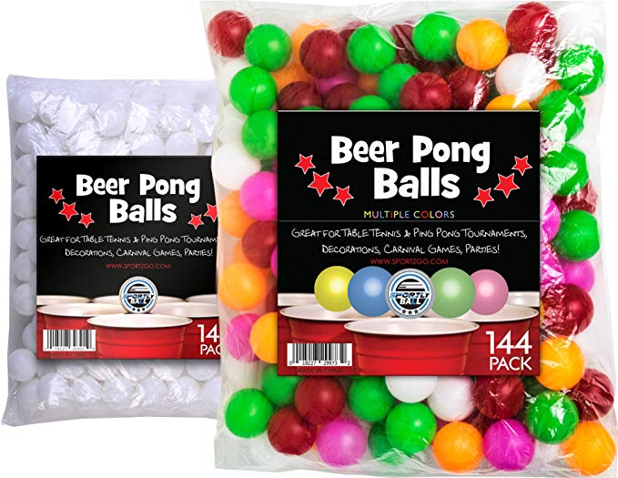 Sportly Beer Pong Balls, 144 Pack, 38mm, Great for Table Tennis & Ping Pong Tournaments, Carnival Games, Parties