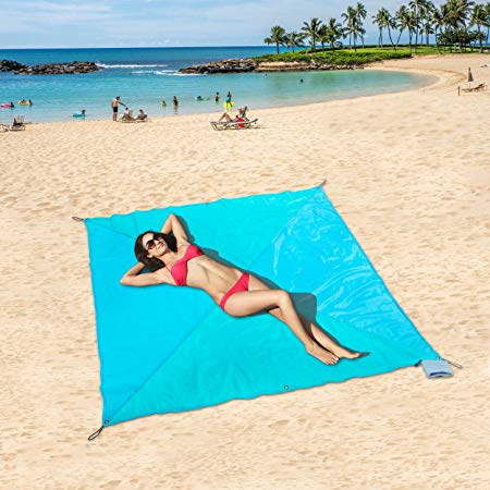 ZOMAKE Pocket Blankets,Sandless Mat Compact Picnic/Beach Blanket - XL Extra Large (75 x 75 Inches/83 x 83 Inches) for 4-6 People