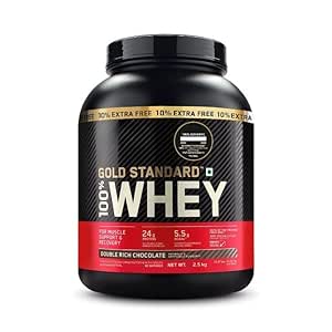 Whey Gold Standard 100% Whey Protein Powder 5 lb (+10% Extra), 2.5 kg (Double Rich Chocolate)