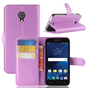 for Alcatel IdealXCITE Verso CameoX 5044R Wallet Case, Alcatel U50 5044S 5" Flip Leather Phone Cover with Card Slots and Touch Screen Stylus Pen. (Purple)