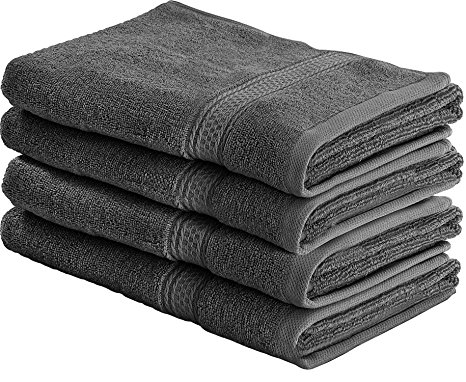 Cotton Large Hand Towels (Grey, 4-Pack,16 x 28 inches) - Multipurpose Use for Bath, Hand, Face, Gym and Spa - By Utopia Towels