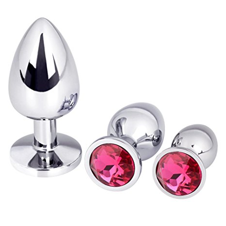 Bestimulus 3 PCS Set Mini Butt Anal Plug Toys Alloy Crystal Jewel Sex Toys Adult Sex Products (Rose Red)