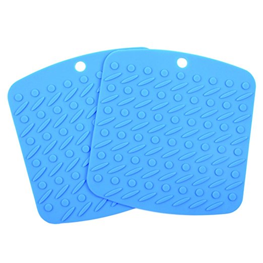 KLOUD City ® Silicone Non-Slip Durable Heat Resistant Hot Pads Pot Holder/Trivet Mat (Aqua Blue, Set of Two)